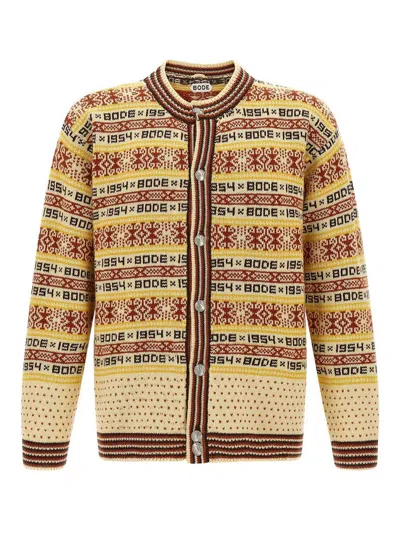 Bode Marzipan Jacquard-knit Wool Cardigan In Yellow