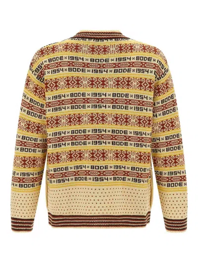 Bode Marzipan Jacquard-knit Wool Cardigan In Yellow