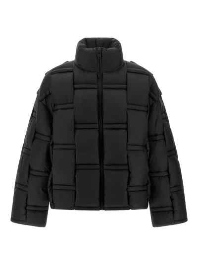 Raxxy Quilted Black Puffer Coat With High Collar In Animal Print