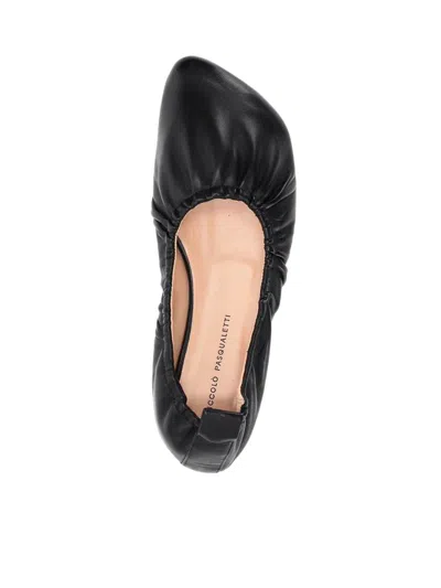 Niccolò Pasqualetti Obliqua Soft Leather Ballet Flats In Black