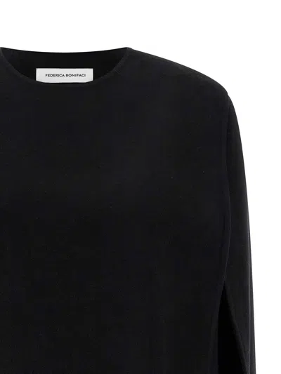 Federica Bonifaci Crew-neck Cape In Black