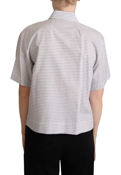 Dolce & Gabbana White Polka Dots Collared Blouse Women's Shirt In White