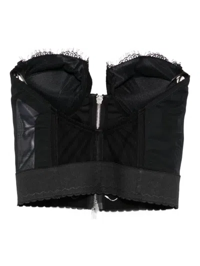 Dsquared2 Strapless Lace Cropped Corset Top In Black