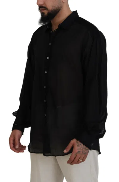 Pre-owned Dsquared2 Dsquared² Black Cotton Collared Long Sleeves Formal Men's Shirt ()