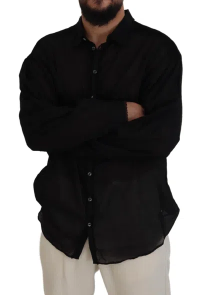 Pre-owned Dsquared2 Dsquared² Black Cotton Collared Long Sleeves Formal Men's Shirt ()