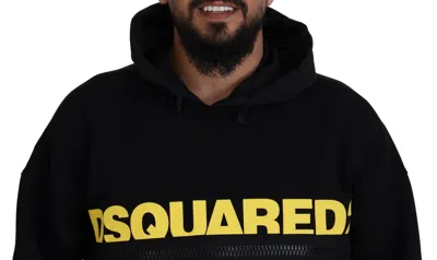 Pre-owned Dsquared2 Dsquared² Black Cotton Hooded Printed Pullover Men's Sweater ()