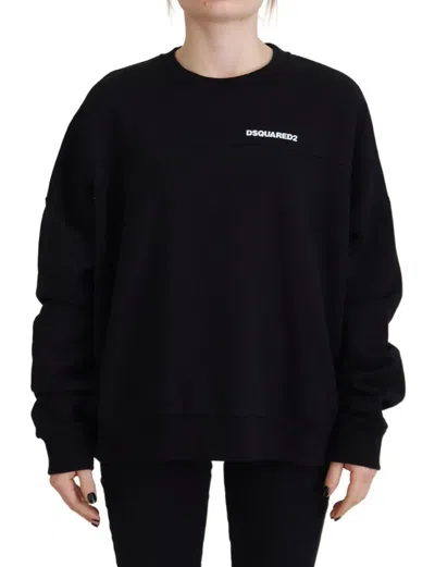 Pre-owned Dsquared2 Dsquared² Black Cotton Printed Women Long Sleeve Women's Sweater ()