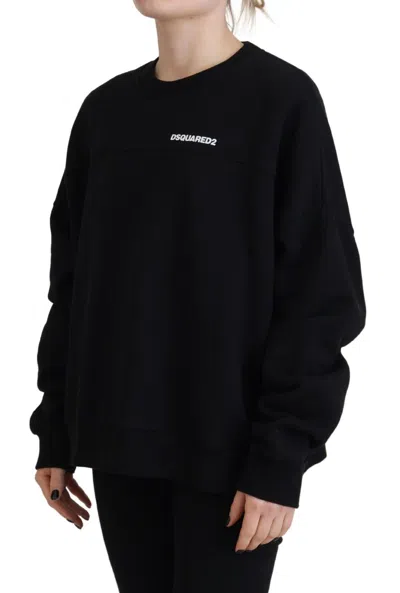 Pre-owned Dsquared2 Dsquared² Black Cotton Printed Women Long Sleeve Women's Sweater ()