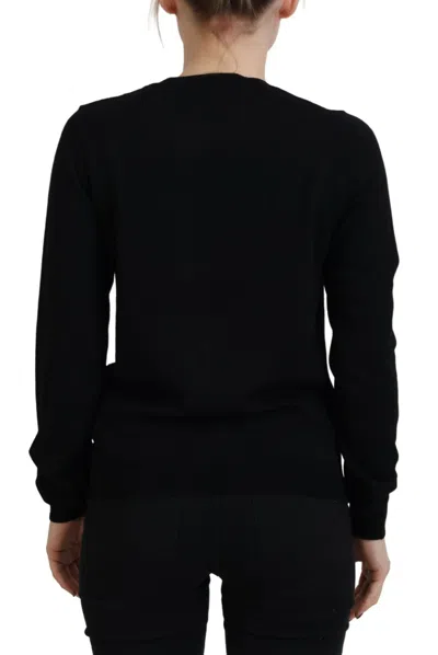Pre-owned Dsquared2 Dsquared² Black Virgin Wool Logo Print Long Sleeves Women's Sweater ()