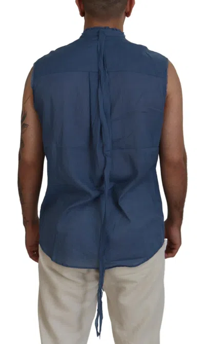 Pre-owned Dsquared2 Dsquared² Blue Cotton Chain Embellishment Sleeveless Men's Shirt ()