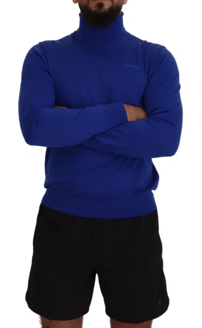 Pre-owned Dsquared2 Dsquared² Blue Logo Print Long Sleeves Turtle Neck Men's Sweater ()