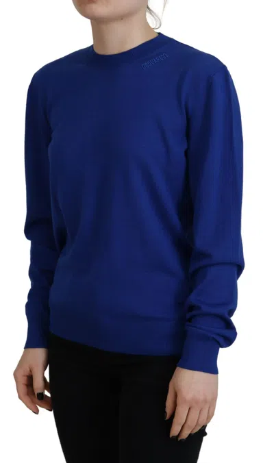 Pre-owned Dsquared2 Dsquared² Blue Long Sleeve Crew Neck Casual Women's Sweater ()