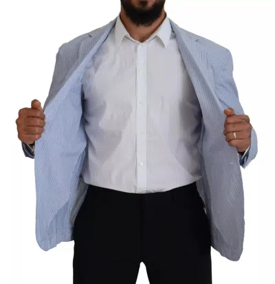 Pre-owned Dsquared2 Dsquared² Blue Striped Single Breasted Formal Coat Men's Blazer ()