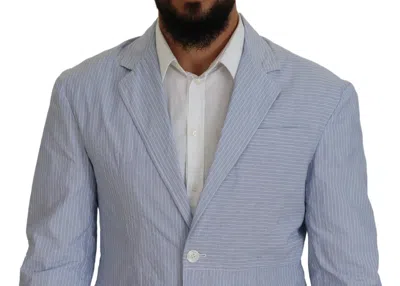 Pre-owned Dsquared2 Dsquared² Blue Striped Single Breasted Formal Coat Men's Blazer ()