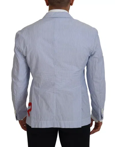 Pre-owned Dsquared2 Dsquared² Blue Striped Single Breasted Formal Coat Men's Blazer ()