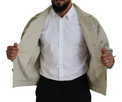 Pre-owned Dsquared2 Dsquared² Off White Black Splash Print Casual Denim Men's Jacket ()
