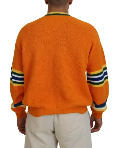Pre-owned Dsquared2 Dsquared² Orange Printed Long Sleeves Men Pullover Men's Sweater ()