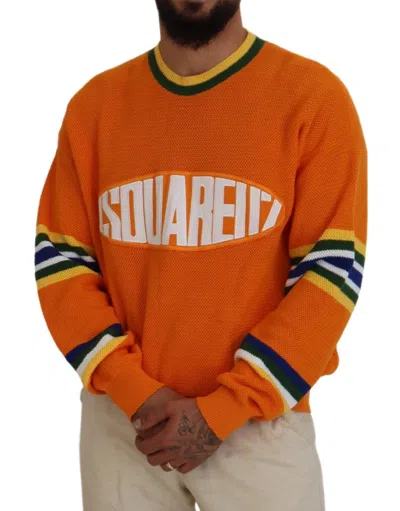 Pre-owned Dsquared2 Dsquared² Orange Printed Long Sleeves Men Pullover Men's Sweater ()