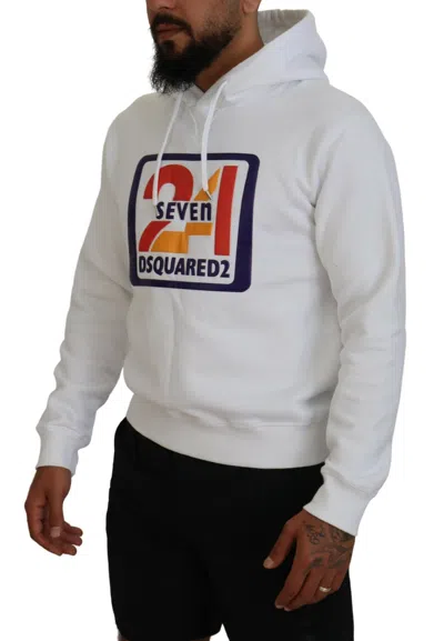 Pre-owned Dsquared2 Dsquared² White Cotton Hooded Printed Men Pullover Men's Sweater ()
