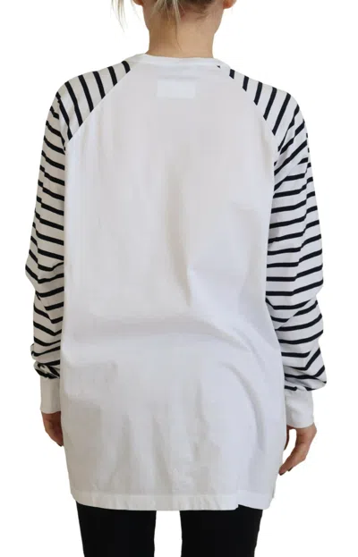 Pre-owned Dsquared2 Dsquared² White Cotton Striped Crew Neck Short Sleeve Women's Sweater ()