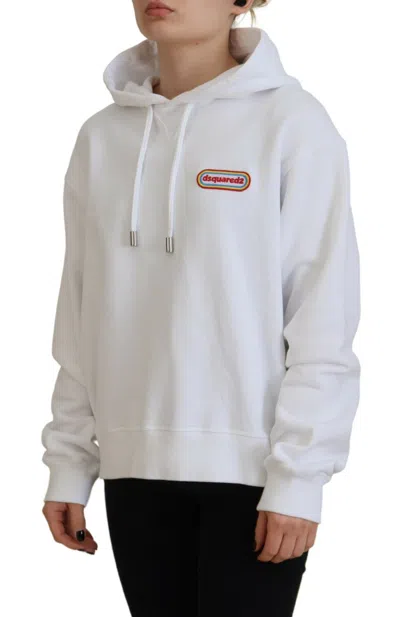 Pre-owned Dsquared2 Dsquared² White Logo Patch Cotton Hoodie Sweatshirt Women's Sweater ()