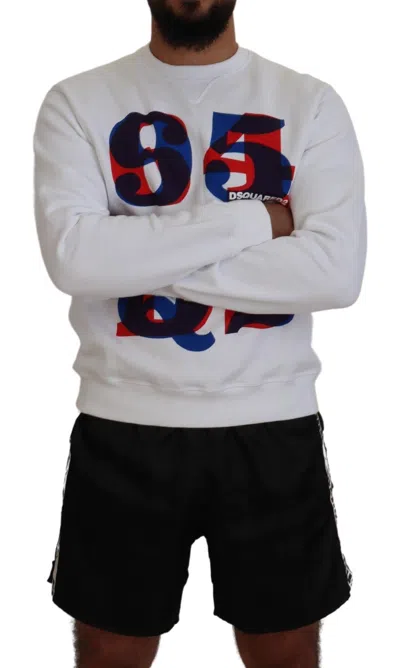 Pre-owned Dsquared2 Dsquared² White Printed Long Sleeves Pullover Men's Sweater ()