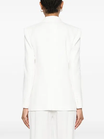 Elisabetta Franchi Linen Blend Double-breasted Jacket In White