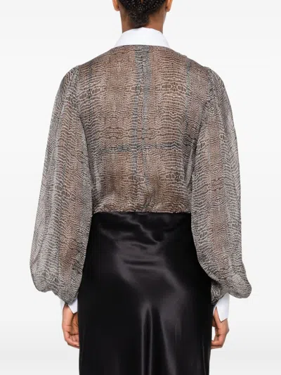 Elisabetta Franchi Silk Shirt Bodysuit In Black