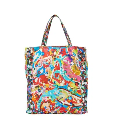 Pre-owned Etro Blue Multi-color Red Color Nylon Tote Bag ()