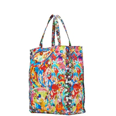 Pre-owned Etro Blue Multi-color Red Color Nylon Tote Bag ()