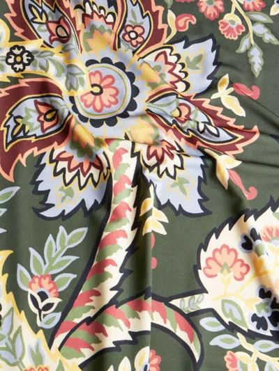 Etro Abstract Print Belted Midi Dress In Multi