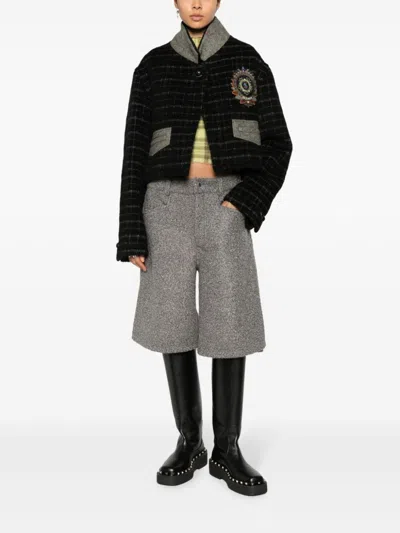 Etro Wool Blend Cropped Jacket In Black