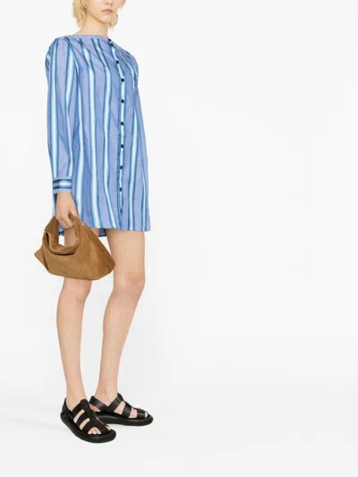 Etro Poplin Mini Dress In Blue