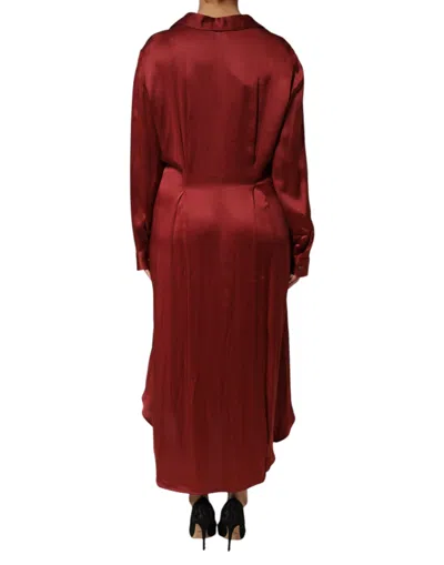 Fabiana Filippi Burgundy Acetate Viscose Satin Long Dress In Burgundy