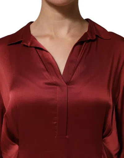 Fabiana Filippi Burgundy Acetate Viscose Satin Long Dress In Burgundy