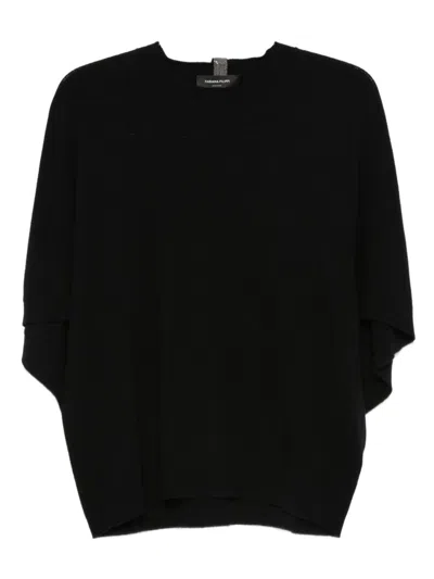 Fabiana Filippi Wool Blend Batwing Sleeve Top In Black