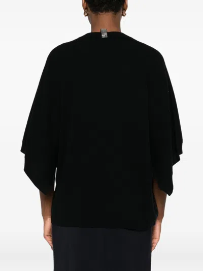 Fabiana Filippi Wool Blend Batwing Sleeve Top In Black