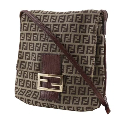 Pre-owned Fendi Brown Nylon Canvas Shoulder Bag ()