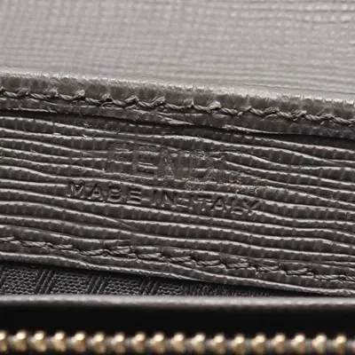 Pre-owned Fendi Gray Pink Leather Pvc Long Wallet (bi-fold) () In Multi