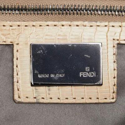 Pre-owned Fendi Brown White Fur Leather Handbag Tote Bag () In Multi