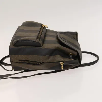 Pre-owned Fendi Pequin Front Pocket Backpack Coated Canvas Brown Pvc Backpack Bag ()