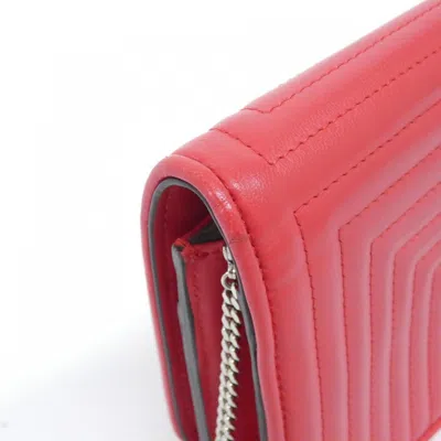 Pre-owned Fendi Red Color Leather Chain/shoulder Wallet ()