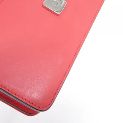 Pre-owned Fendi Red Color Leather Chain/shoulder Wallet ()