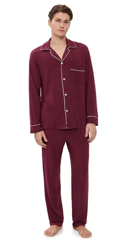 Eberjey William Pajama Set In Burgundy