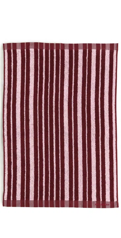 Marimekko Raide Hand Towel Burgundy Stripe In Red
