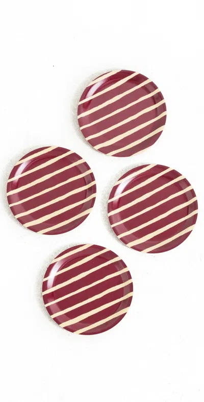 Marimekko Piccolo Coasters Set Of 4 Brown In Red