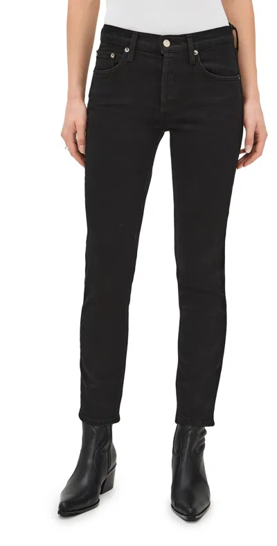 Agolde Cocktail Ankle Low-rise Slim-fit Jeans In Black