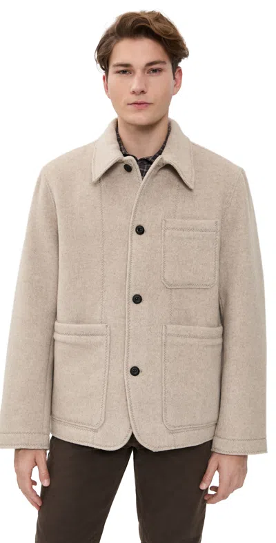 Billy Reid Felted Wool Chore Coat Dove Heather In Neutral
