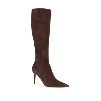 Giuseppe Zanotti 85mm Tamigi Suede Pointed-toe Knee-high Boots In Brown