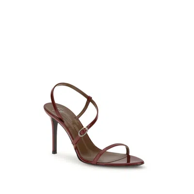 Giuseppe Zanotti Red Leather Stiletto Heel Women's Sandals In Burgundy